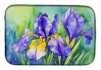 Tennessee Iris in Watercolor Dish Drying Mat Absorbent Dish Drying Mat Pad for Kitchen Counter Dish Drainer Mat for Countertop, 14 x 21", Multicolor