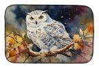 Snowy Owl Dish Drying Mat Absorbent Dish Drying Mat Pad for Kitchen Counter Dish Drainer Mat for Countertop, 14 x 21", Multicolor