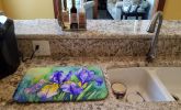 Tennessee Iris in Watercolor Dish Drying Mat Absorbent Dish Drying Mat Pad for Kitchen Counter Dish Drainer Mat for Countertop, 14 x 21", Multicolor