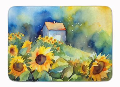 Sunflowers in Watercolor Memory Foam Kitchen Mat Machine Washable Anti-Fatigue Mat Cushion Comfort Bath Mat or Kitchen Rug (Default: Default)